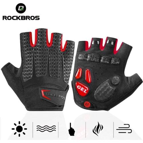 ROCKBROS Shockproof Half Finger Gloves Black Cycling GEL Pad Gloves With Reflective Half Finger MTB Bike Gloves Cycling Gloves