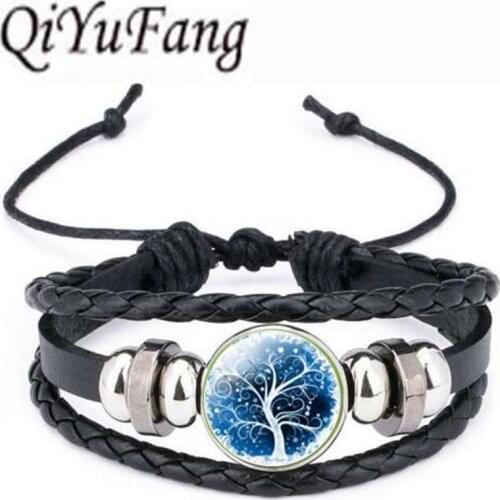 Qiyufang steel Color Jewelry Moon Glass Bracelet Bangle Jewelry Sets For Women Men Christmas Gift