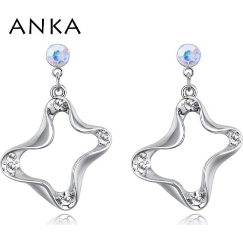 ANKA drop geometric earrings simple romantic crystal wave earring for women classics fashion jewelry Christmas gift #129011