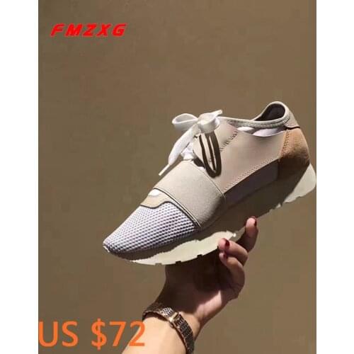 FMZXG Women Flats Sneakers Shoes Wedge Fashion Platform Mesh (Air mesh) Genuine Leather Spring/Autumn Woman Casual Lovers Shoes