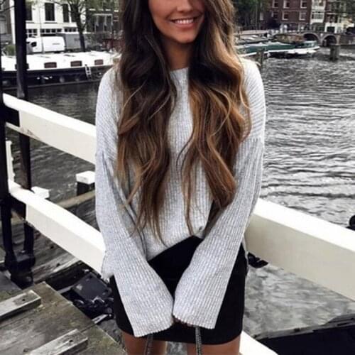 Sweater Women 2019 Casual Losse Solid Color Round Neck Long Sleeve Loose Hot Spring And Autumn New Clothes Vestidos MMY88001