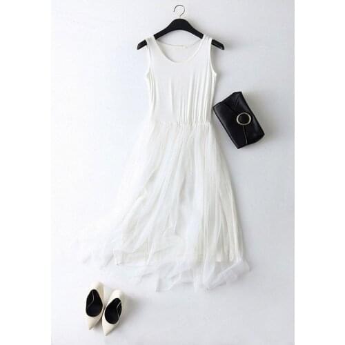 2021 New Cotton Spaghetti strap Lace Summer Dress Women Sleeveless Patchwork Casual Spring Dresses comfortable