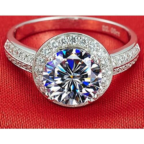 14K Au585 White Gold Women Ring Moissanite Diamonds 1 2 3 4 5 Carat Round Elegant Wedding Party Engagement Anniversary Ring