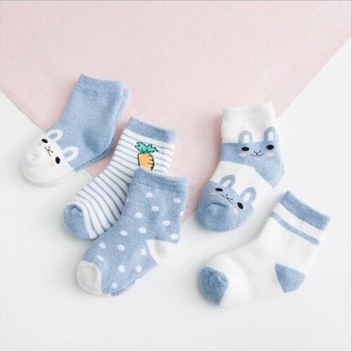 2-9 Year 5 pairs pack Autumn and winter child socks draw pink color matching boys girls socks baby socks