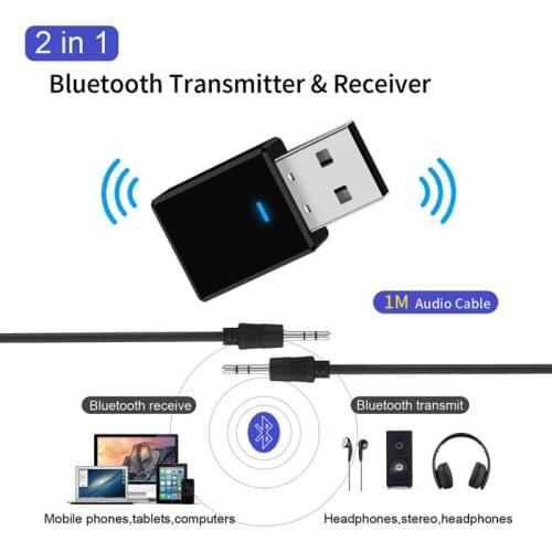 2021 New 2-in-1 USB Bluetooth Transmitter Receiver Car Wireless Bluetooth 5.0 Adapter For Computer Earphones Smartphone