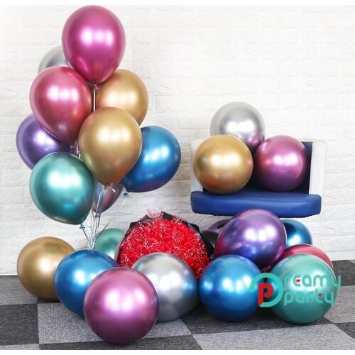5/10pcs Metallic Gold Silver Blue Rose Green Purple Balloon Wedding Happy Birthday Latex Metal Chrome Balloons Air Helium Balon