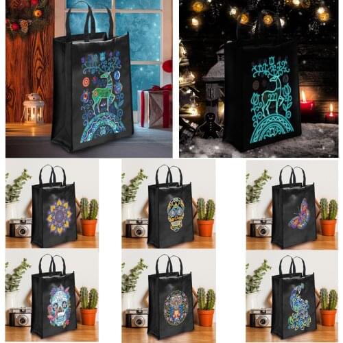 5D Luminous Diamond Painting Handbag DIY Eco-friendly Shopping Storage Bags Foldable Canvas Bag Home Organizer Craft Handbag