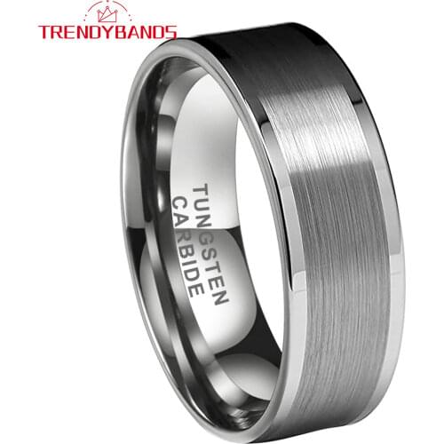 6MM 8MM Men Women Wedding Band Tungsten Carbide Ring Classic Ring Flat Band Center Brush Available