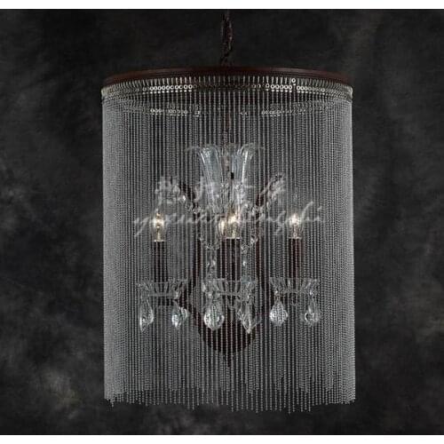 American Minimalist Retro Wrought Iron Chandelier Rustic Restaurant Bar D50CM