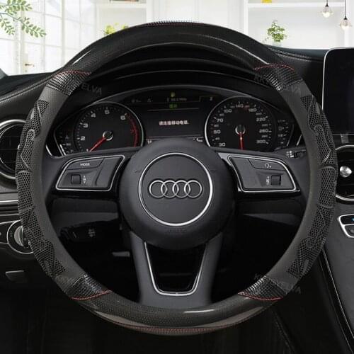 Car Carbon Fiber Leather Sport Car Steering Wheel Cover Non-slip for Audi A1 8X A2 A3 Q3 Q5 Q2 A4 A5 A6 Avant Auto Accessories