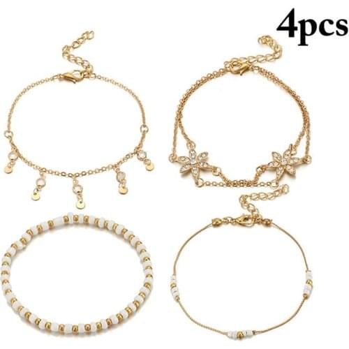 Ankle Chain Flower Pendant Anklet Beaded 2020 Summer Beach Foot Jewelry Fashion Style Anklets for Women