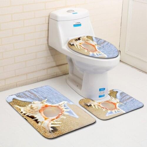 Toilet Seat Cover 3Pcs Set Carpet Modern Decoration Bathroom Entrance Water Absorption Anti-Slip Floor Printing Pattern Rug