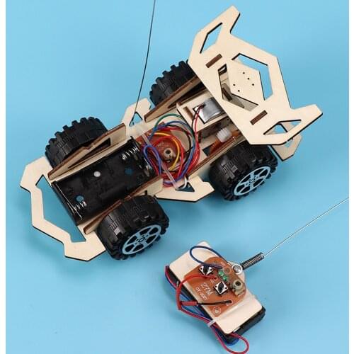 Kids DIY Assembly RC Car Model Set Wooden Science Experiment Kit Power Vehicle Educational Game Experiment STEM Toys for Childre
