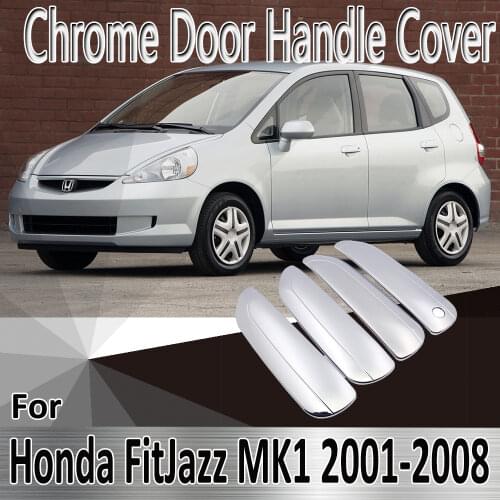 For Honda Fit Jazz MK1 2001~2008 2002 2003 2004 2005 Styling Stickers Decoration Chrome Door Handle Cover Refit Car Accessories