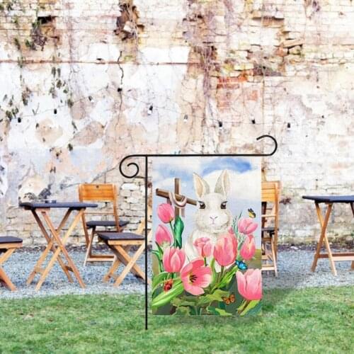 Double Sided Cartoon Rabbit Printing Flag Banner Easter Festival Party Decor