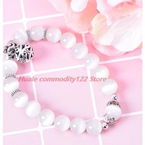 Hot Health Care Weight Loss Magnet White Cat Eye Beads Bracelet with Lucky Pendant Therapy Bracelet Anklet Weight Loss Product