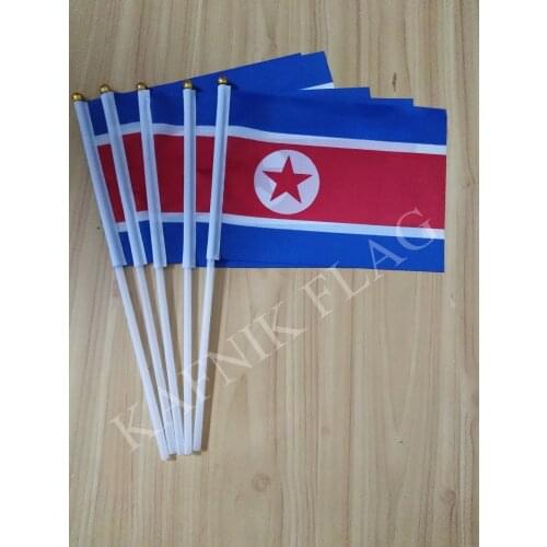 KAFNIK,5pcs North Korea flag 14*21CM North Korea Flag the hand national flag Free Shipping