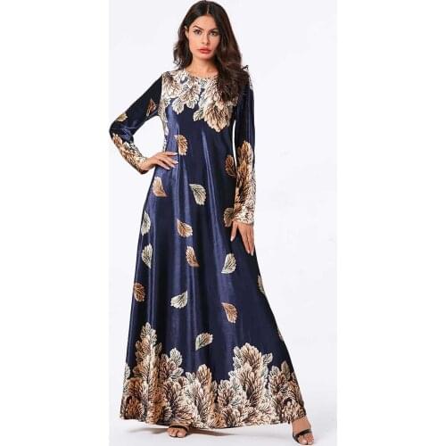 Kaftan Dubai Velvet Muslim Dress Women Maxi Kimono Jubah Long Robe Abaya Hijab Dresses Islamic Clothing Turkey Arabic Dress