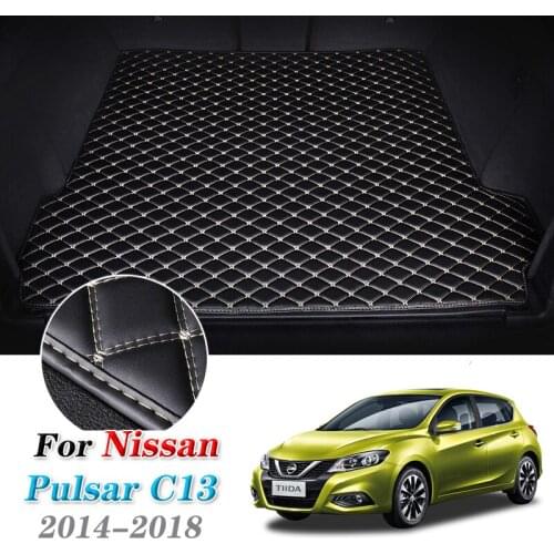 For Nissan Pulsar C13 2014 2015 2016 2017 2018 Leather Car Trunk Mat Carpet Tail Cargo Liner Mat Boot Pad Nissan Tiida