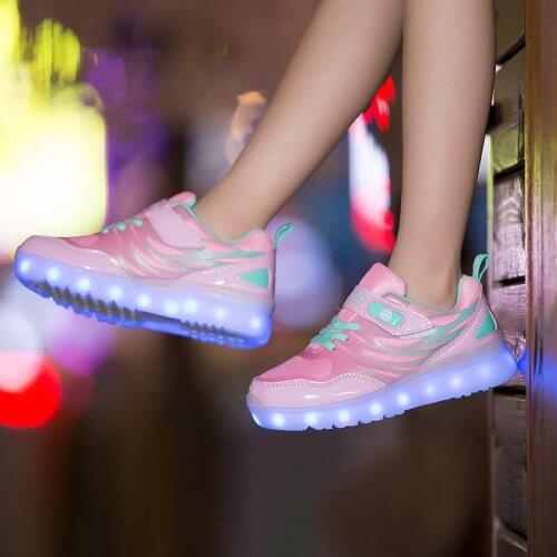 Size 25-37 Glowing Sneakers Kids LED Sneaker Boys Shoes Children Shoes with Light Up Luminous Girls Casual Breathable Sneakers