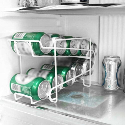 Kitchen Refrigerator Drink Beer Cola Cans Storage Rack Solid Double-layer Finishing Shelf Home Organization Holders Wholesale