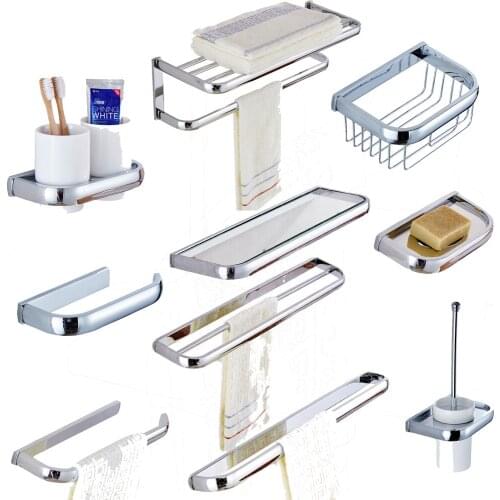 Leyden Chrome Copper Bath Hardware Sets Wall Mounted Towel Bars Towel Racks Toilet Paper Holder Soap Dish Toothbrush Holders