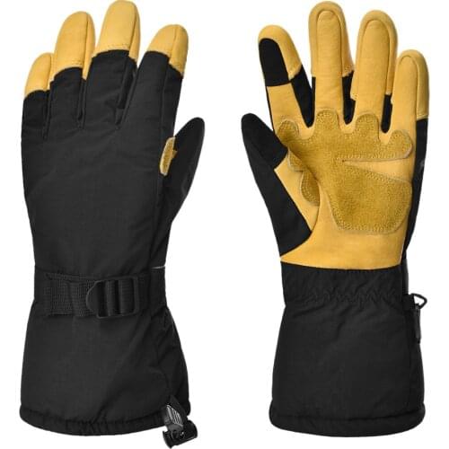 New Men Women Deerskin Ski Gloves Winter Windproof Warm Waterproof Outdoor Sports Gloves Touch Screen Anti-slip Cycling Gloves