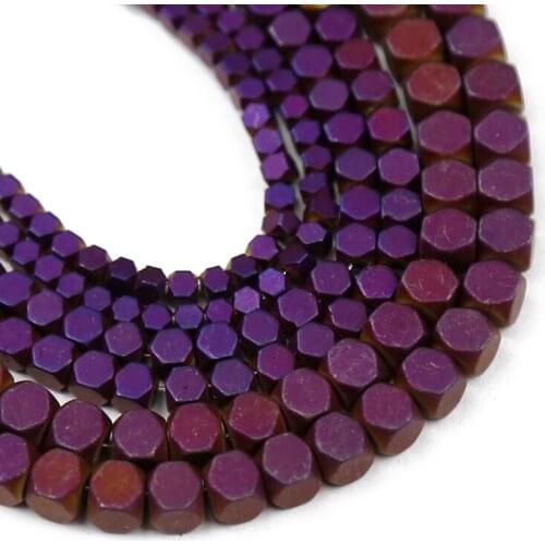 Matte Purple Square Hematite Natural Stone 2/3/4MM charm Loose Spacer beads for diy Jewelry Bracelet Making Accessories Findings