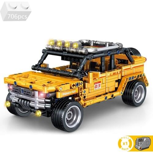 2021 NEW High-tech SUV Off-Raod Vehicle Model Kit Building Blocks Sets Bricks Pull Back Car Kids Toys For Children Boys Gifts
