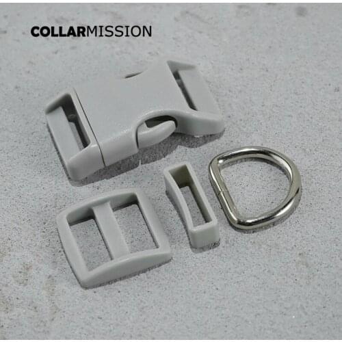 Plastic buckle+Tri-Glid+square keeper+D ring) DIY dog collar grey 25mm webbing sewing accessory premium quality