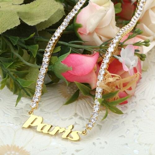 Customized Hip Hop Name Letter Number Necklace Charm Personalized Choker Custom Jewelry Elegant Nameplate Pendant Birthday Gifts