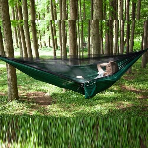 Portable Outdoor Garden Camping Hammock with Mosquito Net High Strength Parachute Fabric Hanging Bed Hunting Sleeping Swing