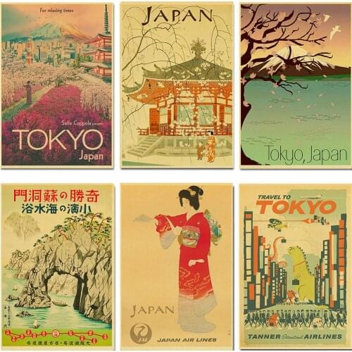 Visit Japan Tokyo Travel Posters Decor kraft wall paper High Quality Painting For home/bar Decors