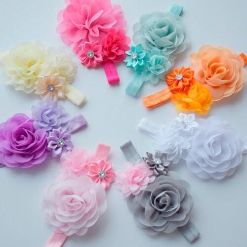 Baby Girls Floral Headbands Quality Chiffon Flower Baby Headband Birthday Baby Shower Gift Kids Hair Accessories 8 Color Options