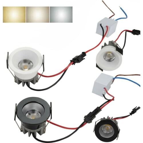 Dimmable Mini 3W LED COB Recessed Ceiling Down Light Bulb Replace Lamp + LED Driver Black/ White Shell 110V 220V 85-265V