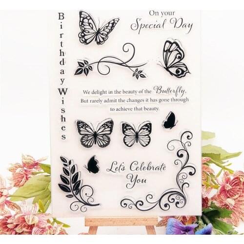 15x21cm Butterfly Psalm Clear Stamps Transparent Seal Silicone Seal TPR Christmas Wedding Roller Stamps DIY Scrapbook Album Card