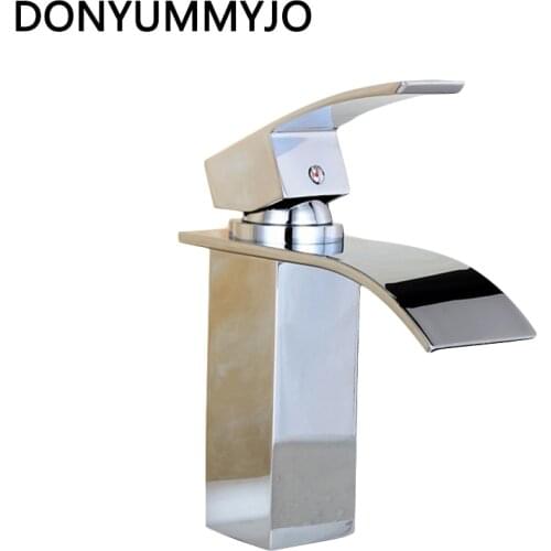 Sale High Quality Waterfall Bathroom Faucet Deck Mounted Chrome Brass Vanity Sink Mixer Tap