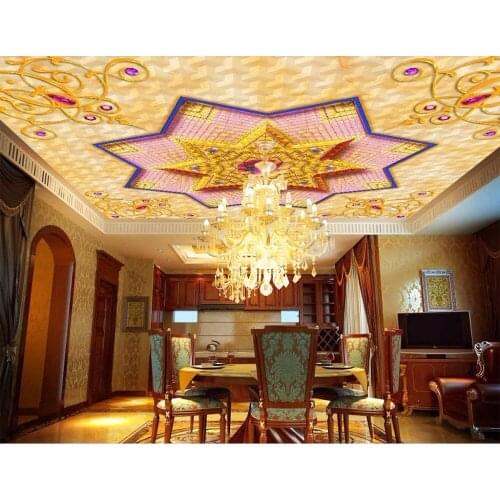 Relief Gold Wall papers Home Decor Ceiling 3D Wallpaper Living room Bedroom Wallpaper On The Ceiling