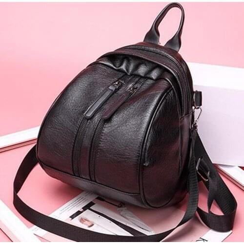 Faux Leather Backpack Women Luxury Travel Bag Pack Bagpack Zipper Closure Small School Bags for Women Small Travel Backpacks