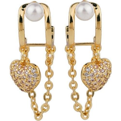 Earrings 2020 trend Irregular Geometric Heart Drop Earrings Long Metal Chain Women Dangler Unique Design Fashion Korean Earring