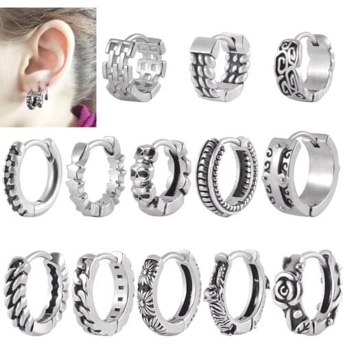 1PC Punk Hoop Earrings for Man Septum Hoop Stainless Steel Simple Round Circle Hoop Nose Ear Daith Snug Helix Piercing Jewelry