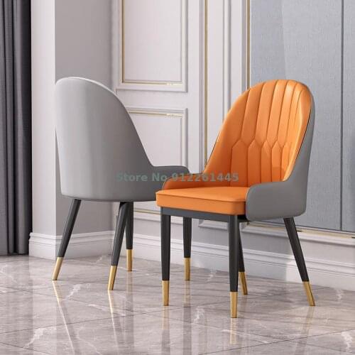 Modern minimalist nordic chair light luxury dining chair household leather net red restaurant soft bag chair back chair makeup