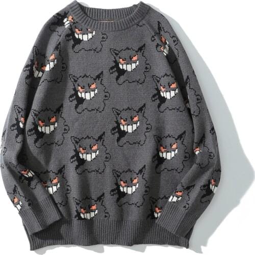 Sweater Men Harajuku Anime Hip Hop Streetwear O-Neck Oversize Pullovers Fashion Casual Couple Male Knitted Sweaters Jumper