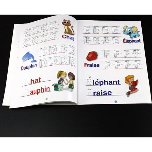 Kids French Letter/Alphabet Word Calligraphy Copybook Rewritable Montessori book Early Educational Handwriting for Kids Beginner