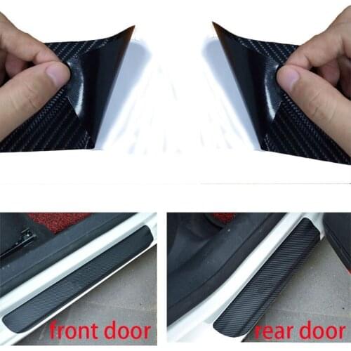 For Kia Picanto Carbon Fiber Vinyl Sticker Car Door Welcome Pedal Anti Scratch None Slip Sill Scuff Car Accessories Styling