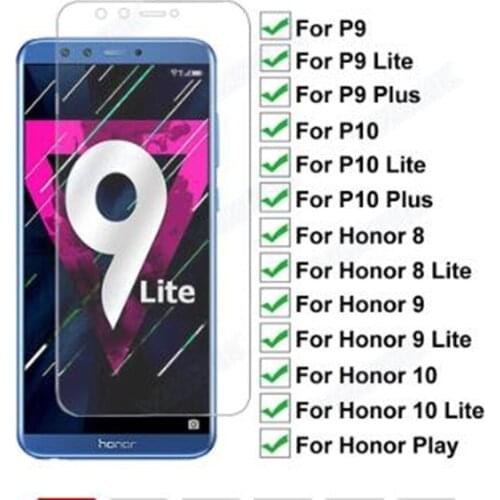 9H Anti-Burst Tempered Glass For Huawei P9 P10 Lite Plus Screen Protector Glas For Honor 8 9 10 Lite Play Protective Film Case