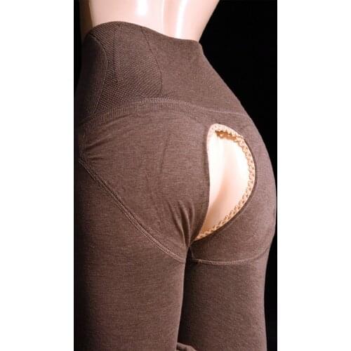 Women Hollow Out Crotchless Leggings Open Crotch Shiny Pantyhose Crotch-Free Stockings No Need Take Off Pants Fad Split Trousers