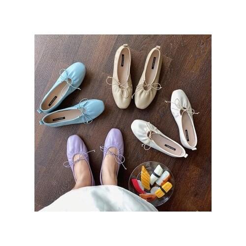 Shallow Mouth Summer Shoes Ladies Casual Female Sneakers Square Toe Soft Autumn All-Match Womens Moccasins Flats Modis 2021 Cro