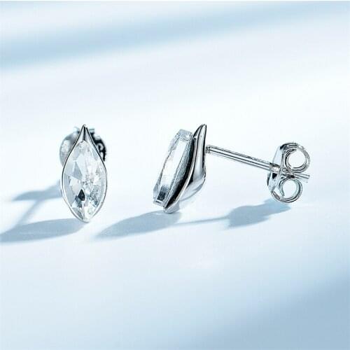 DY 925 Sterling Silver Earring Teardrop Shape Crystal Delicate Elegant Fancy Stud Push-Back Earring For Women Fashion Jewelry