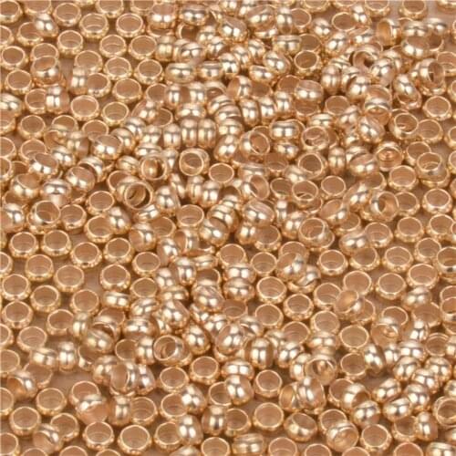 200Pcs 2 2.5 3 3.5 4mm KC Gold Crimp End Beads Spacer Beads Making For Jewelry Findings DIY Bead Caps Toggle Clasp Findings